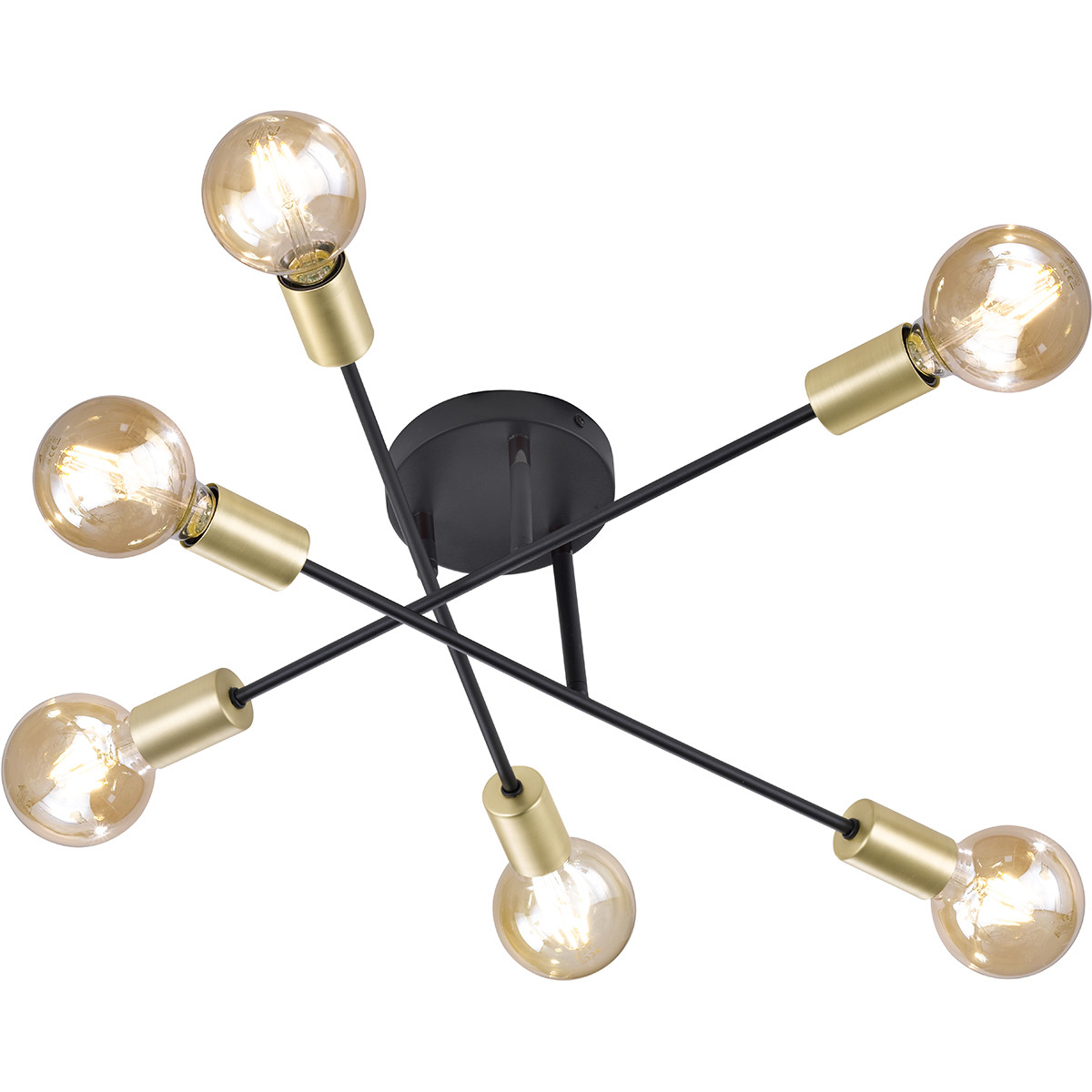 LED Plafondlamp - Plafondverlichting - Trion Ross - E27 Fitting - 6-lichts - Verstelbaar - Rond - Ma