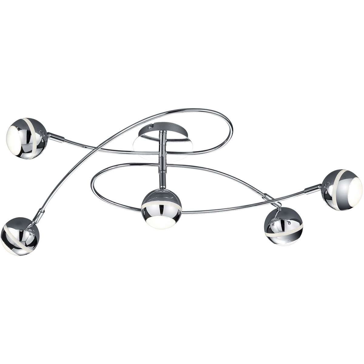 LED Plafondlamp - Trion Bonaret - 15W - Warm Wit 3100K - 5-lichts - Rond - Glans Chroom - Aluminium