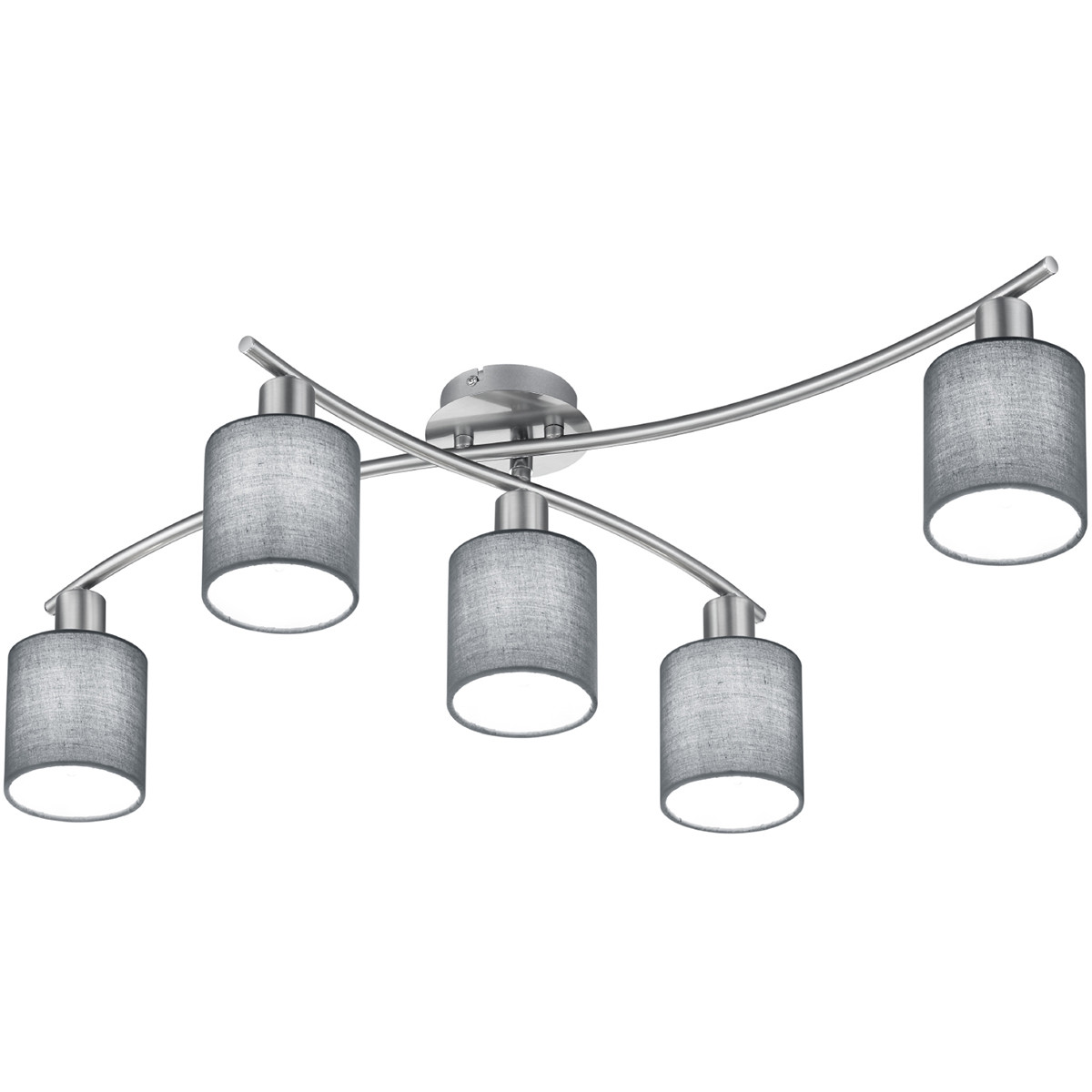 LED Plafondlamp Trion Gorino E14 Fitting 5-lichts Rond Mat Grijs Aluminium