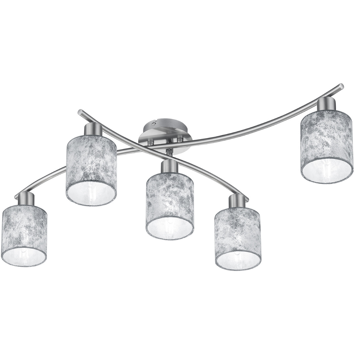 LED Plafondlamp Trion Gorino E14 Fitting 5-lichts Rond Mat Zilver Aluminium