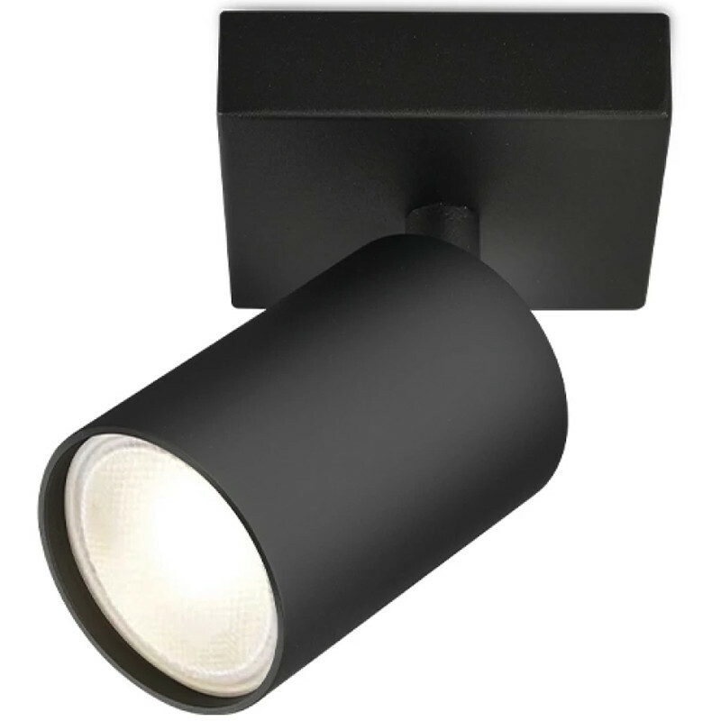 LED Plafondspot - Brinton Betin - GU10 Fitting - 1-lichts - Rond - Mat Zwart - Kantelbaar - Aluminiu