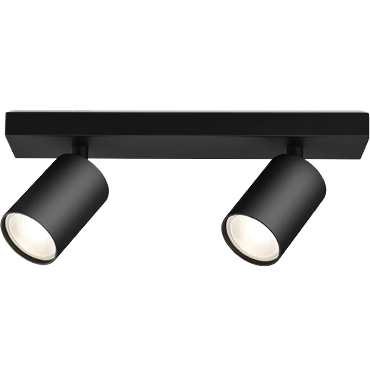 LED Plafondspot - Brinton Betin - GU10 Fitting - 2-lichts - Rond - Mat Zwart - Kantelbaar - Aluminiu
