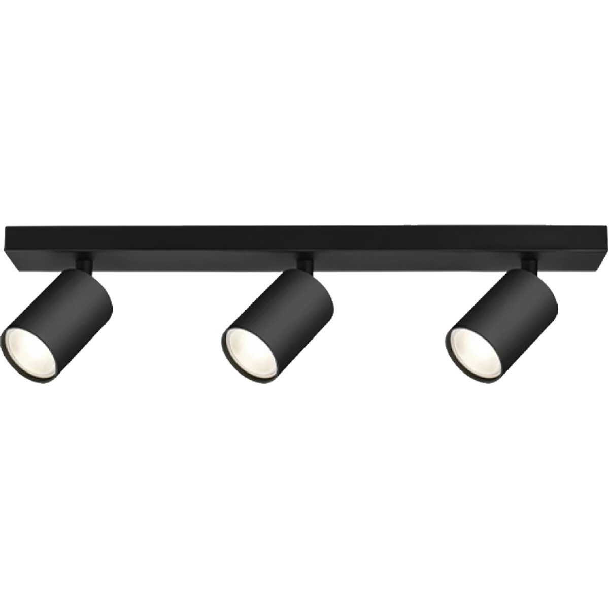 LED Plafondspot - Brinton Betin - GU10 Fitting - 3-lichts - Rond - Mat Zwart - Kantelbaar - Aluminiu