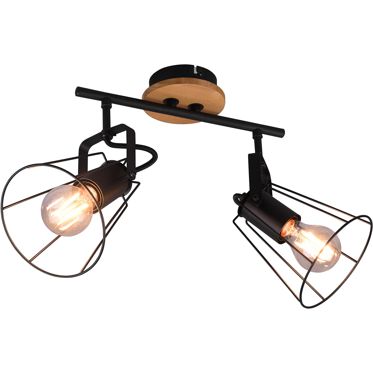 LED Plafondspot - Trion Jamina - E27 Fitting - 2-lichts - Rond - Mat Zwart - Aluminium