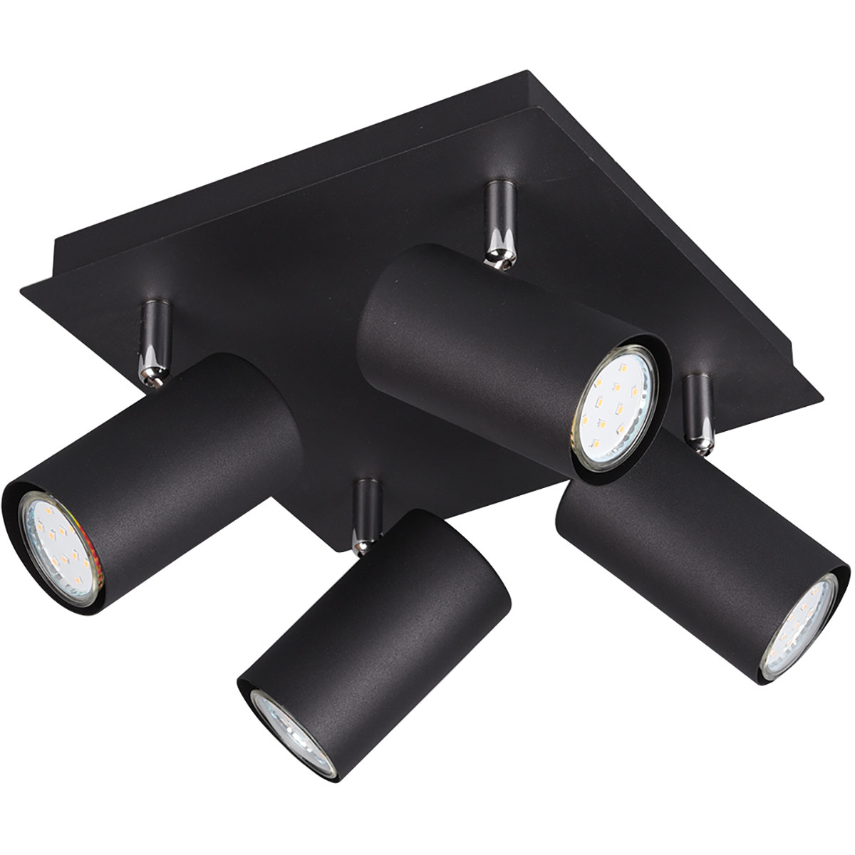 LED Plafondspot Trion Mary GU10 Fitting 4-lichts Vierkant Mat Zwart Aluminium