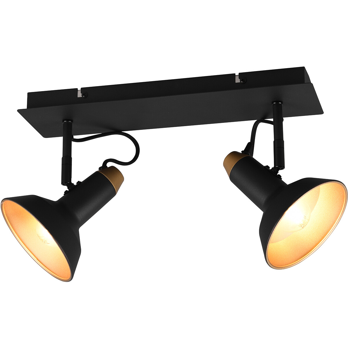 LED Plafondspot - Trion Rollo - E14 Fitting - 2-lichts - Rechthoek - Mat Zwart - Aluminium