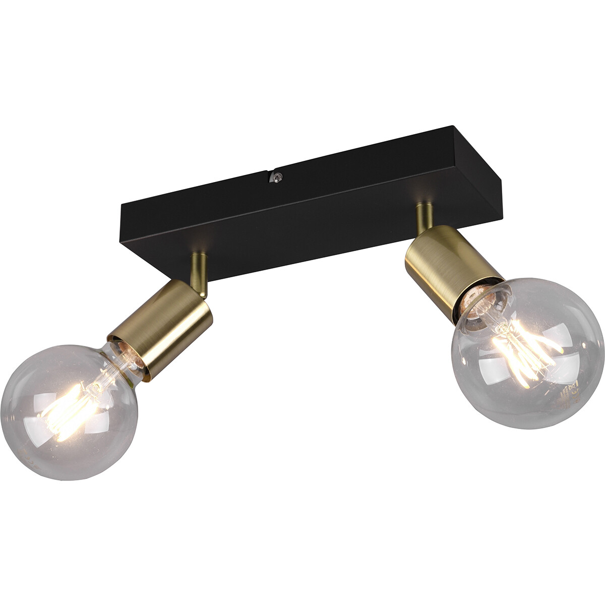 LED Plafondspot Trion Zuncka E27 Fitting 2-lichts Rechthoek Mat Zwart-Goud Aluminium