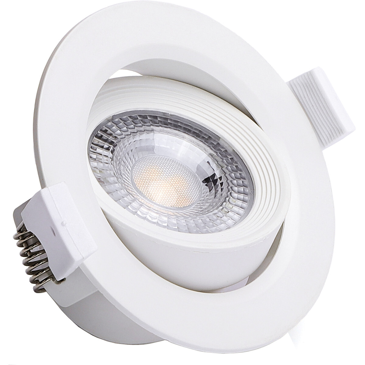 LED Spot Inbouwspot Aigi Nilona 5W Helder-Koud Wit 6500K Rond Kantelbaar Mat Wit Aluminium