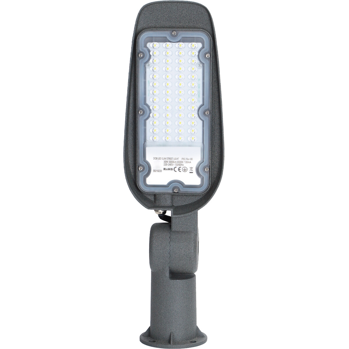LED Straatlamp - Straatverlichting - Aigi Animo - 30W - Helder/Koud Wit 6500K - Waterdicht IP65 - Mat Grijs - Aluminium