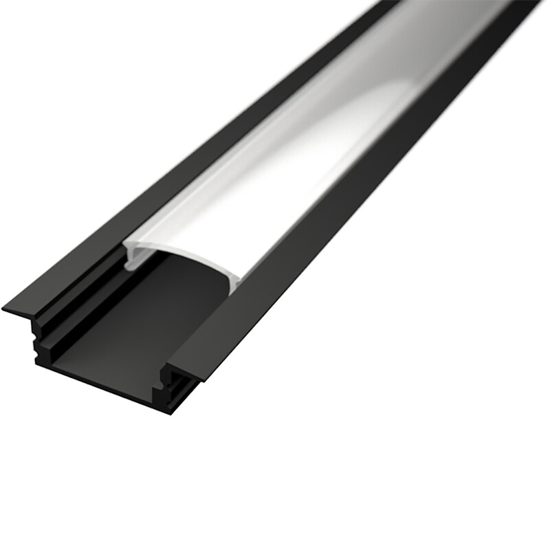 LED Strip Profiel - Delectro Profi - Zwart Aluminium - 1 Meter - 25x7mm - Inbouw