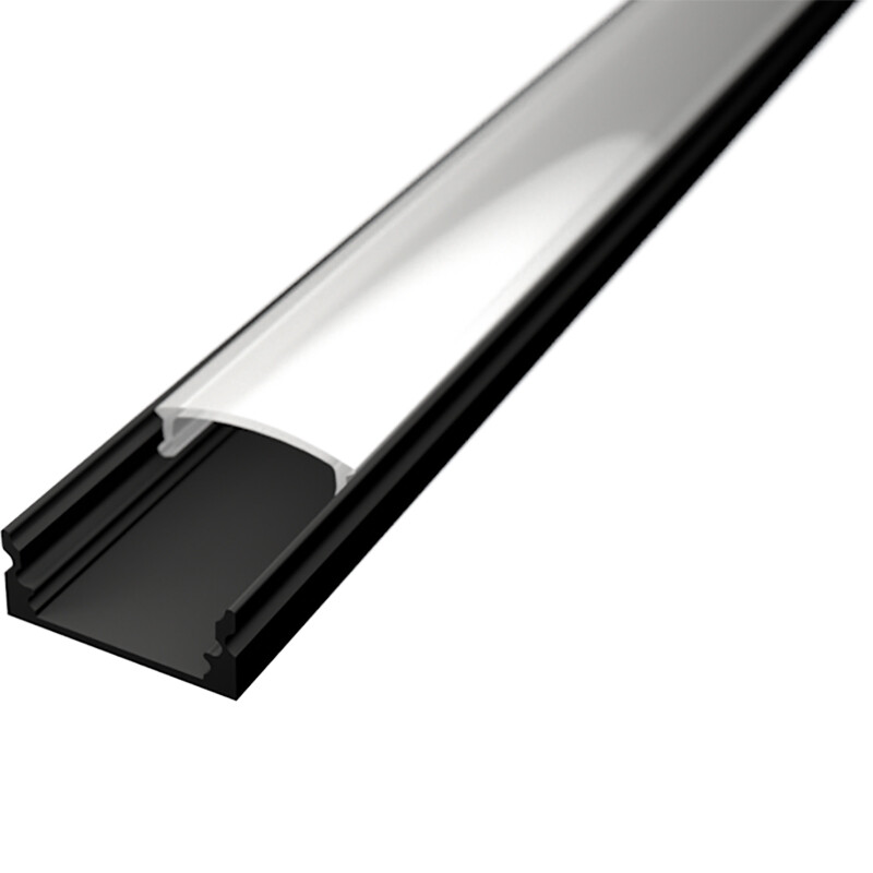 LED Strip Profiel Velvalux Profi Zwart Aluminium 1 Meter 17.4x7mm Opbouw