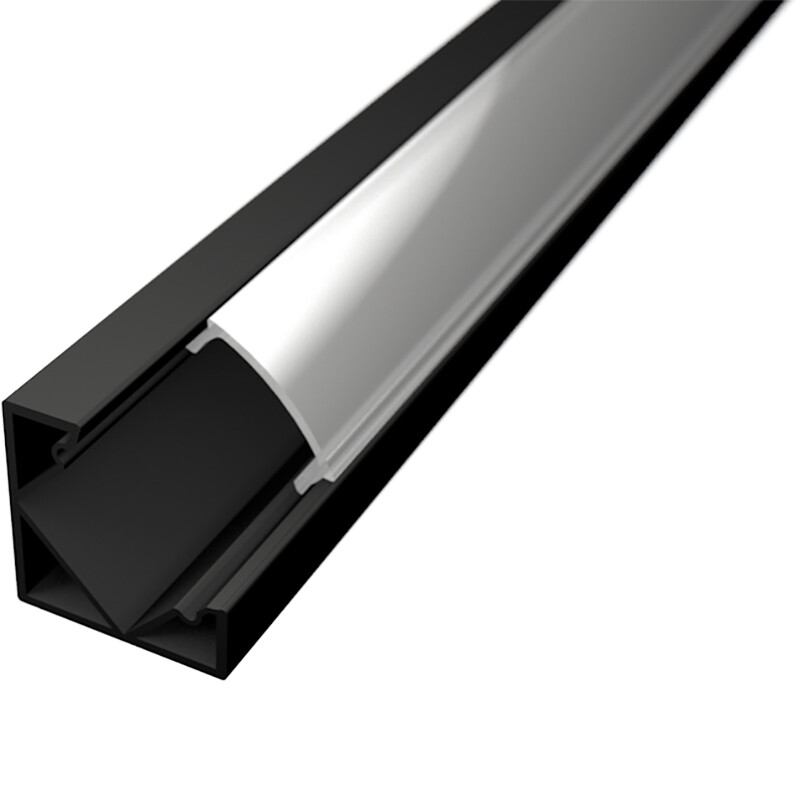 LED Strip Profiel Velvalux Profi Zwart Aluminium 1 Meter 18.5x18.5mm Hoekprofiel