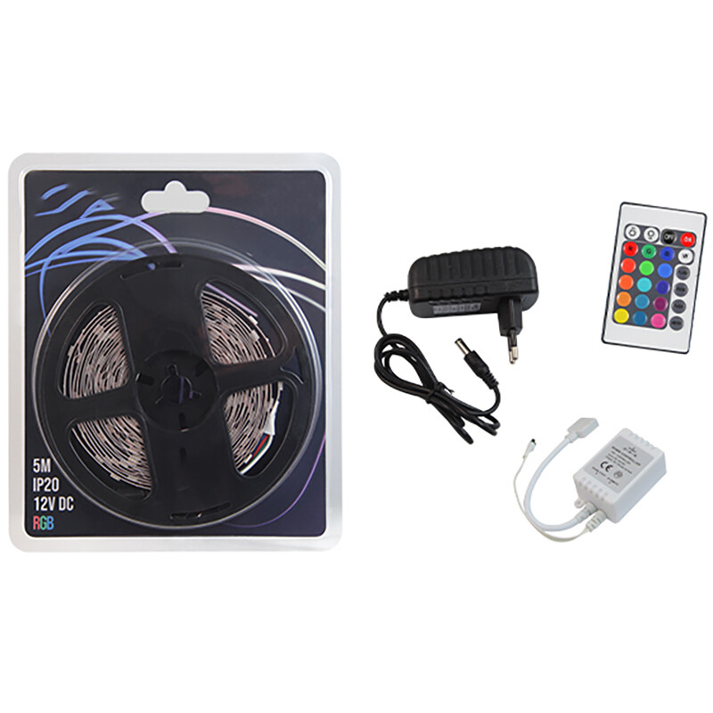 LED Strip Set RGB - Prixa Blinkon - 5 Meter - 150 LEDs - Dimbaar - RGB Kleurverandering - Afstandsbediening - Zelfklevend product afbeelding