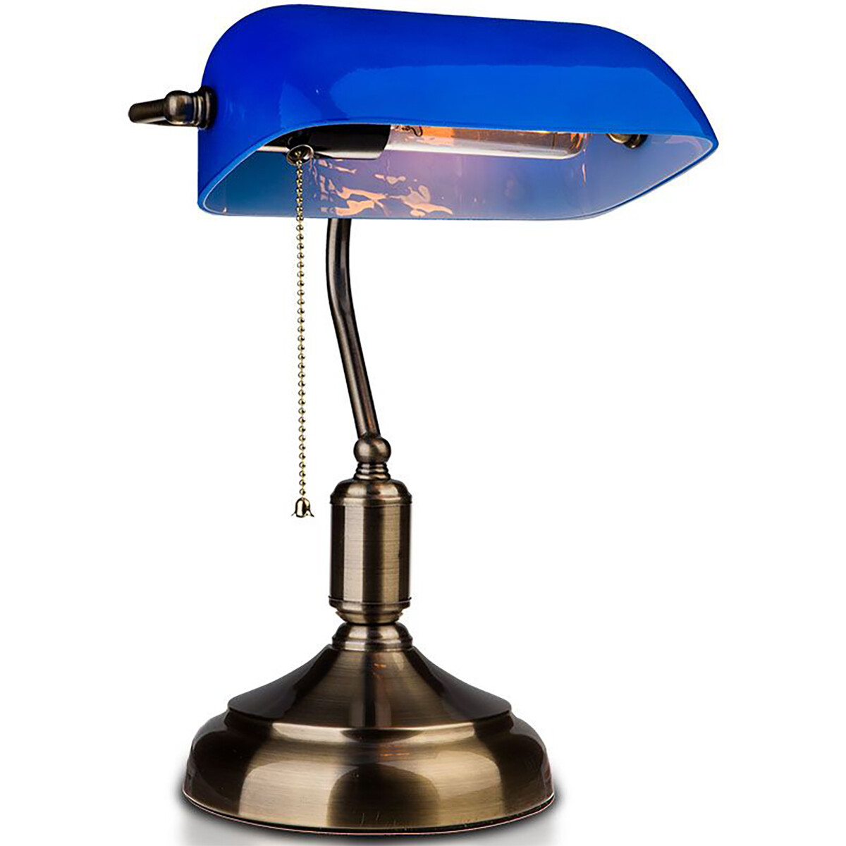 LED Tafellamp - Bankierslamp - Notarislamp - Viron Trina - E27 Fitting - Rond - Blauw - Aluminium product afbeelding