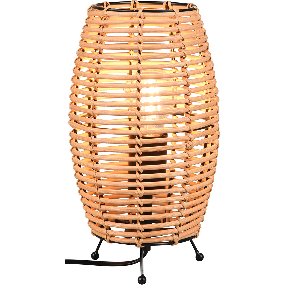 LED Tafellamp - Tafelverlichting - Trion Irene - E27 Fitting - Ovaal - Bruin - Hout