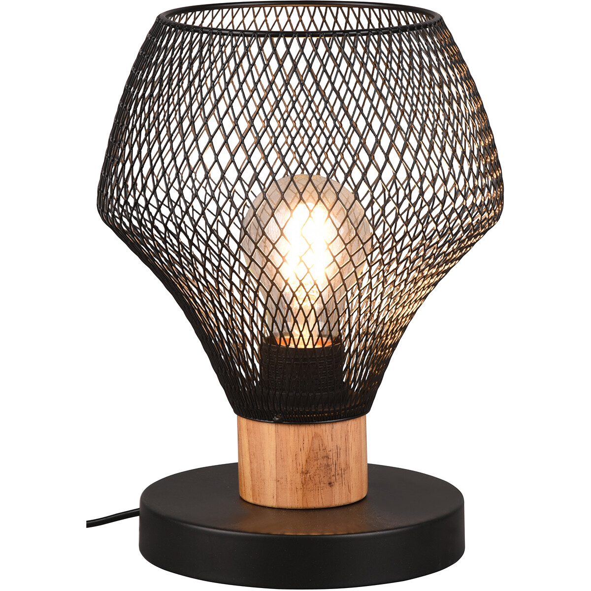 LED Tafellamp - Tafelverlichting - Trion Jenna - E27 Fitting - Rond - Mat Zwart - Aluminium