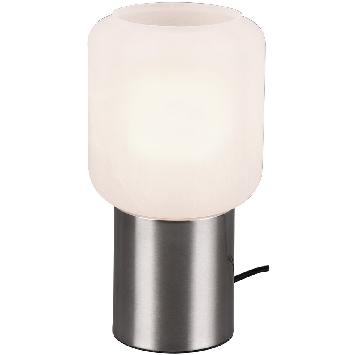 LED Tafellamp - Tafelverlichting - Trion Nikos - E27 Fitting - Rond - Mat Nikkel - Aluminium