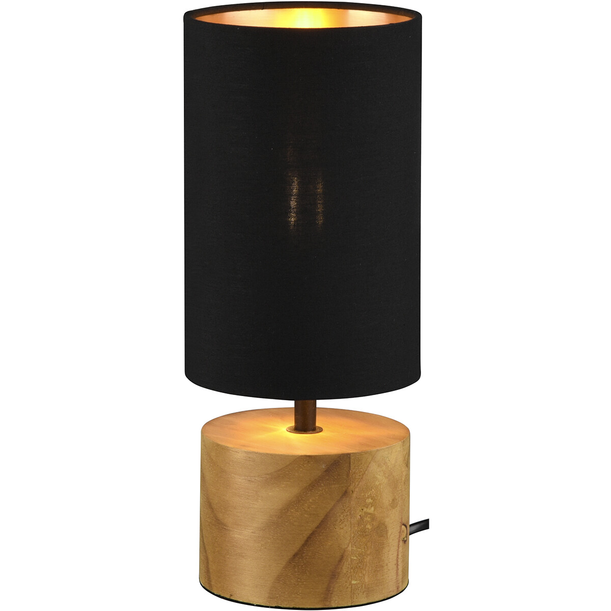LED Tafellamp Tafelverlichting Trion Wooden E14 Fitting Rond Mat Zwart-Goud Hout