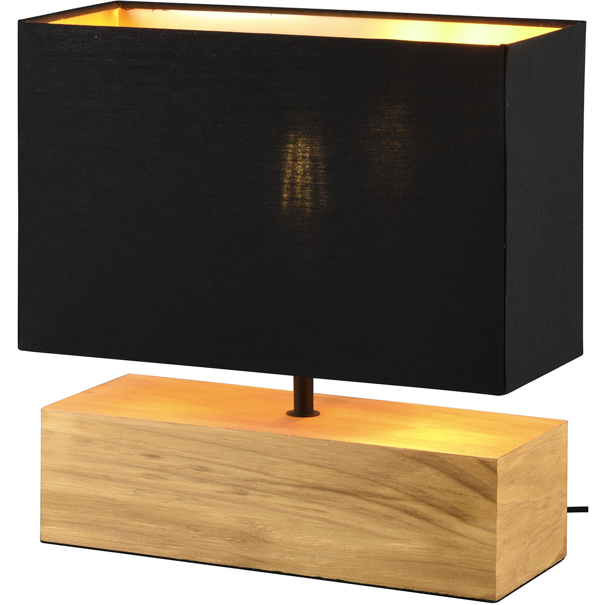 LED Tafellamp - Tafelverlichting - Trion Wooden - E27 Fitting - Rechthoek - Mat Zwart/Goud - Hout kopen?