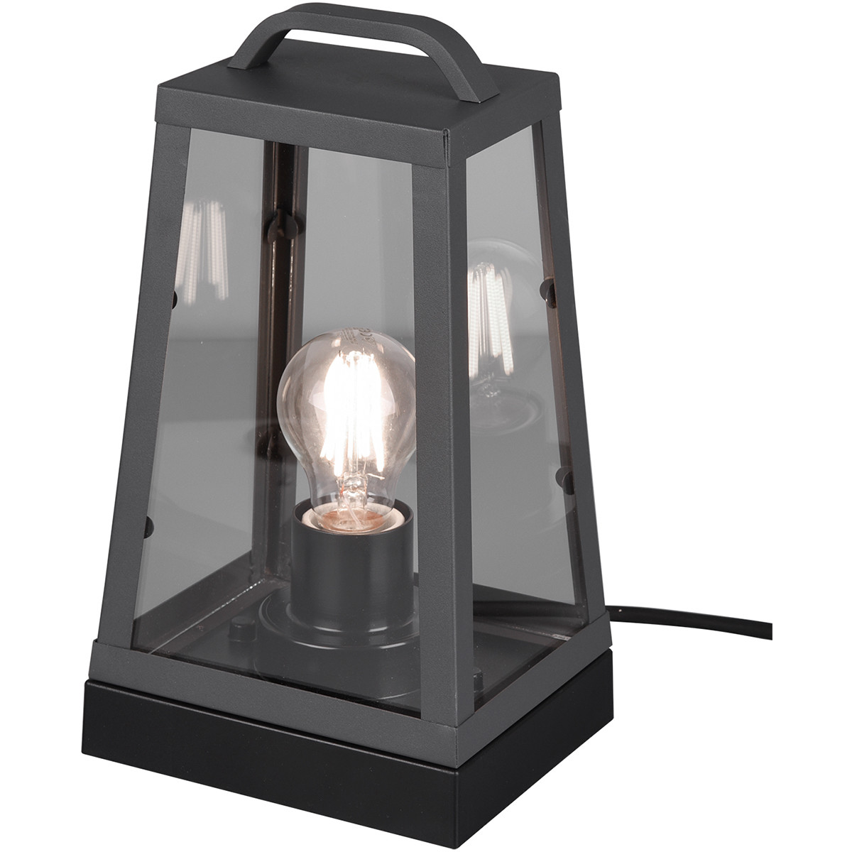 LED Tafellamp - Trion Aknaky - E27 Fitting - Vierkant - Mat Zwart - Aluminium product afbeelding