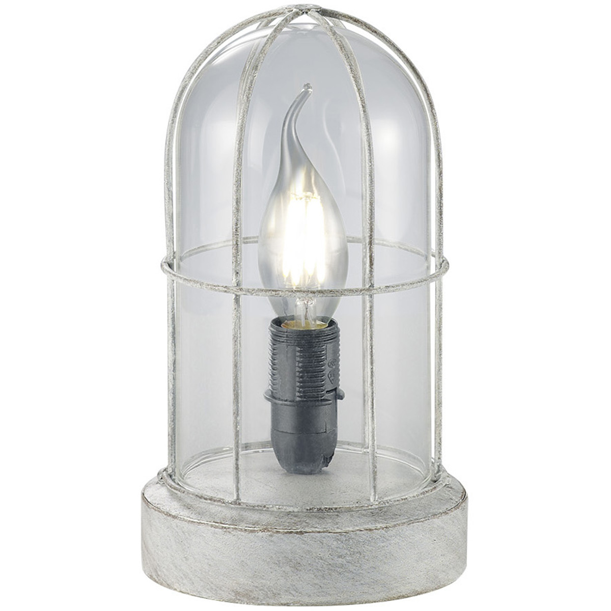 LED Tafellamp - Trion Brinity - E14 Fitting - Rond - Antiek Grijs - Aluminium