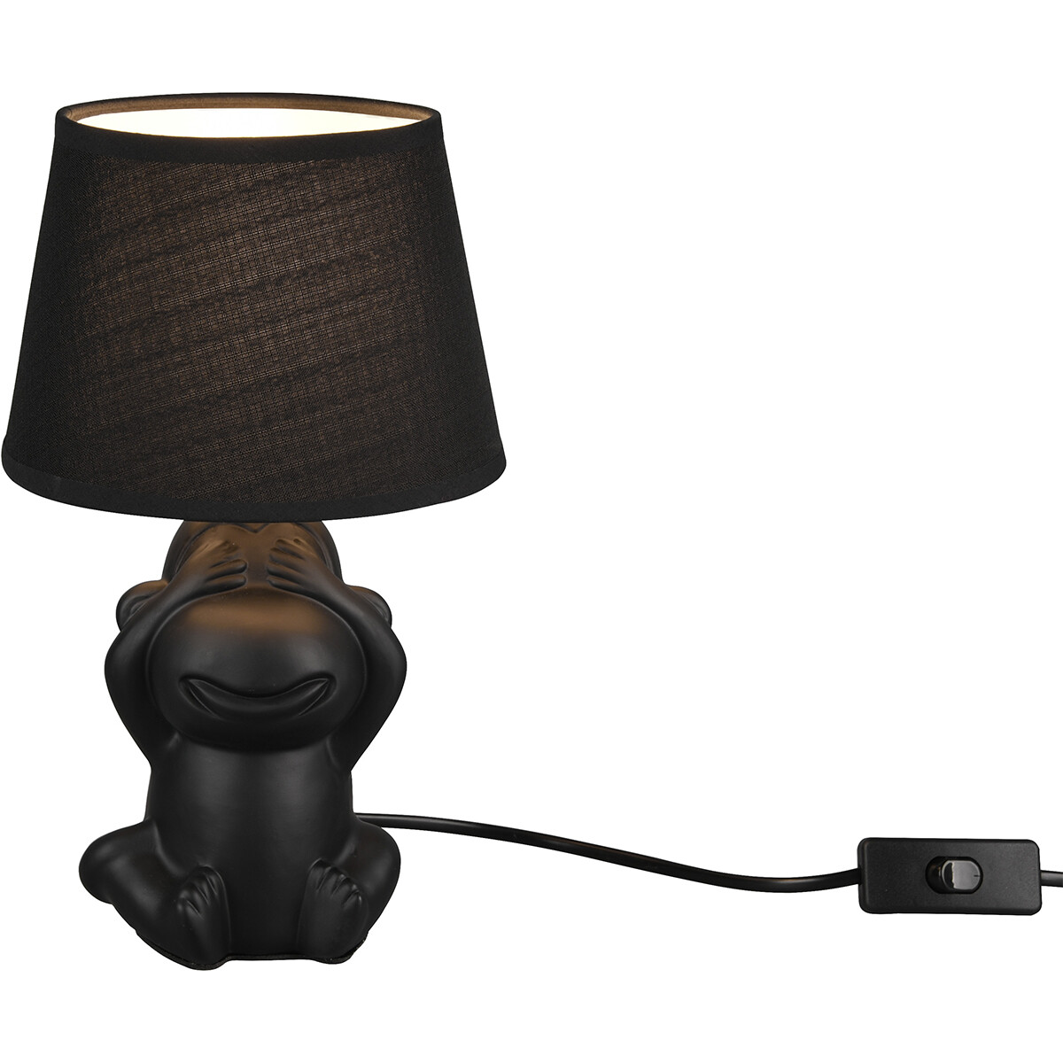 LED Tafellamp - Trion Cotlin - E14 Fitting - Rond - Mat Zwart - Keramiek