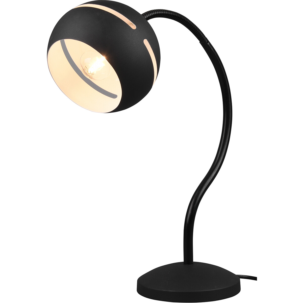 LED Bureaulamp - Trion Flatina - E14 Fitting - Dimbaar - Flexibele Arm - Rond - Mat Zwart - Aluminiu
