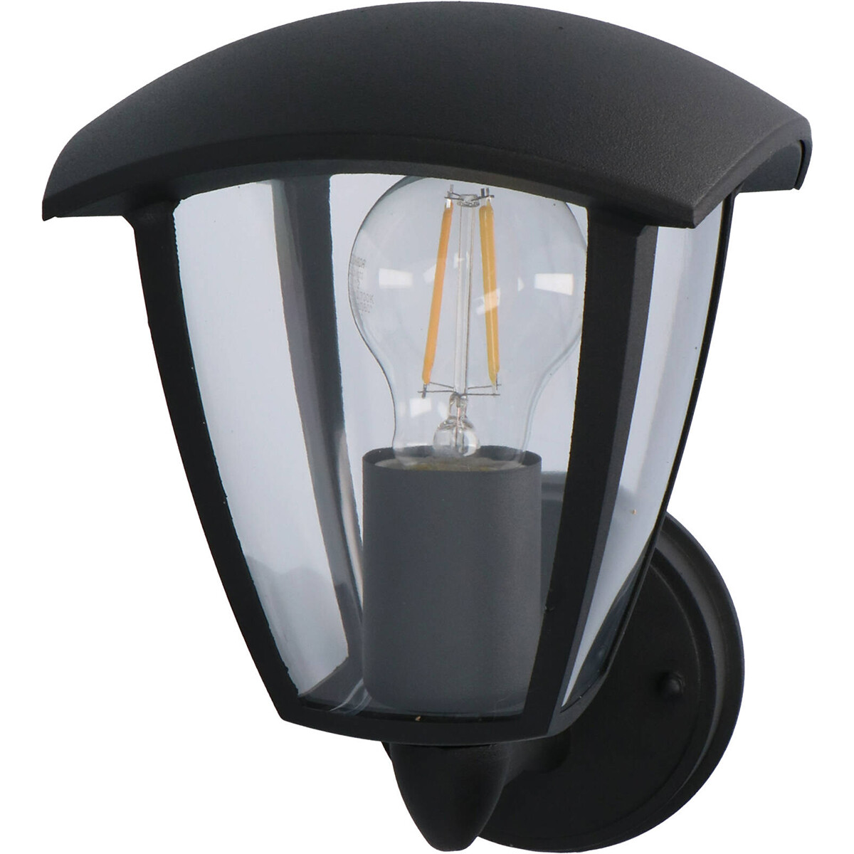 LED Tuinverlichting Buitenlamp Sanola Ponci E27 Fitting Mat Zwart Aluminium