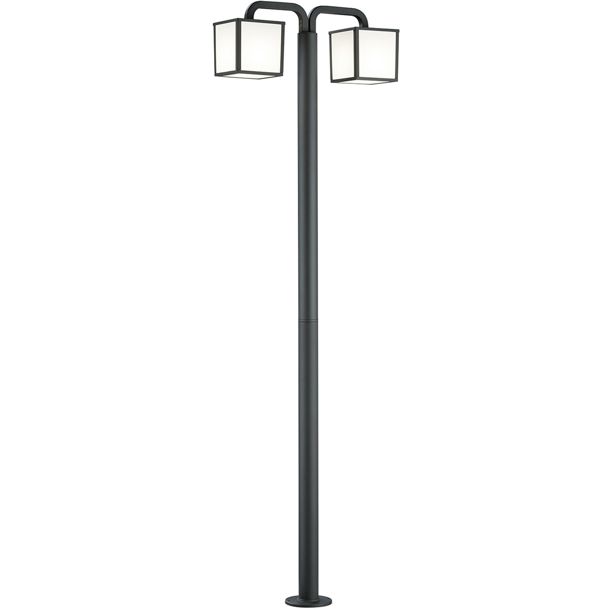 LED Tuinverlichting - Staand Buitenlamp - Trion Cubirino - 10W - E27 Fitting - Warm Wit 3000K - 2-lichts - Waterdicht IP54 - Mat Antraciet - Aluminium product afbeelding