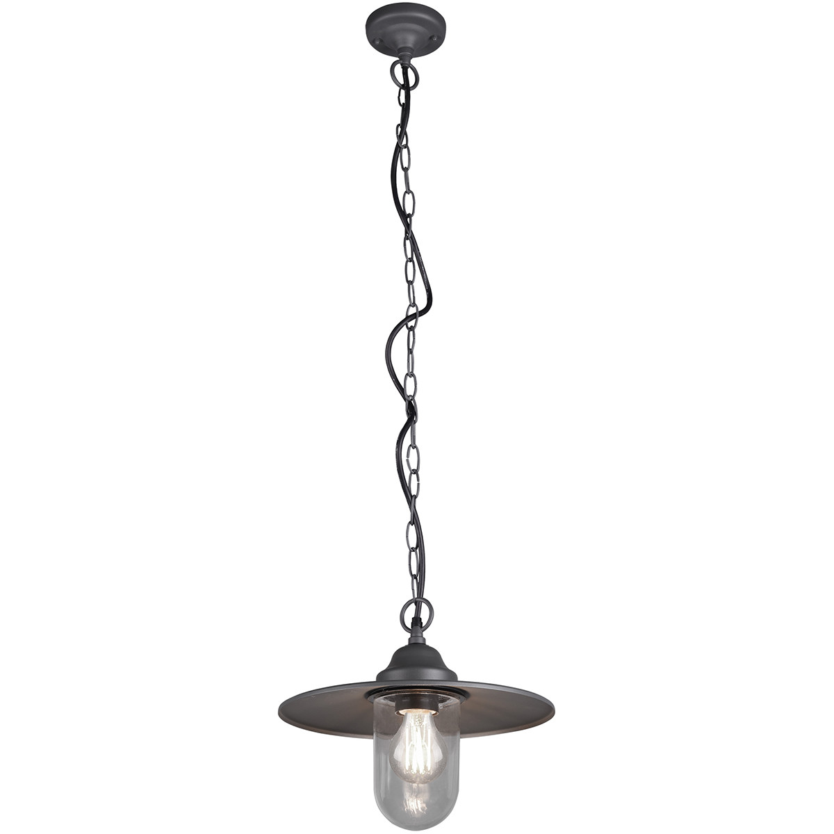 LED Tuinverlichting Hanglamp Trion Brinito Plafond E27 Fitting Mat Zwart Aluminium