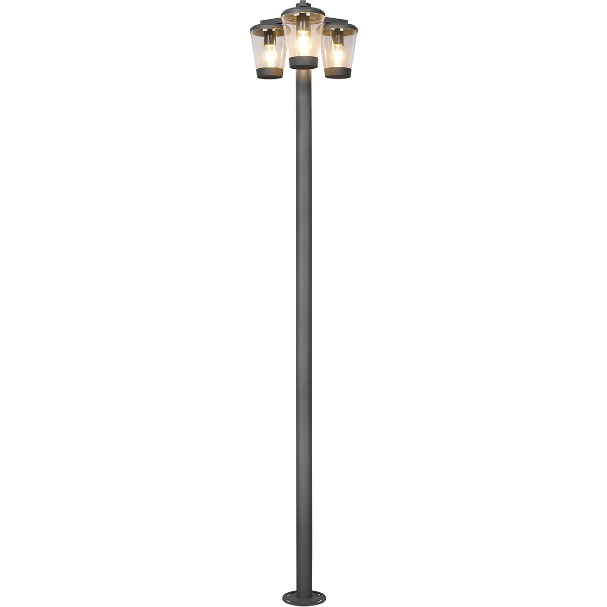 LED Tuinverlichting - Staande Buitenlamp - Trion Civonu - E27 Fitting - 3-lichts - Spatwaterdicht IP44 - Rond - Mat Antraciet - Aluminium product afbeelding