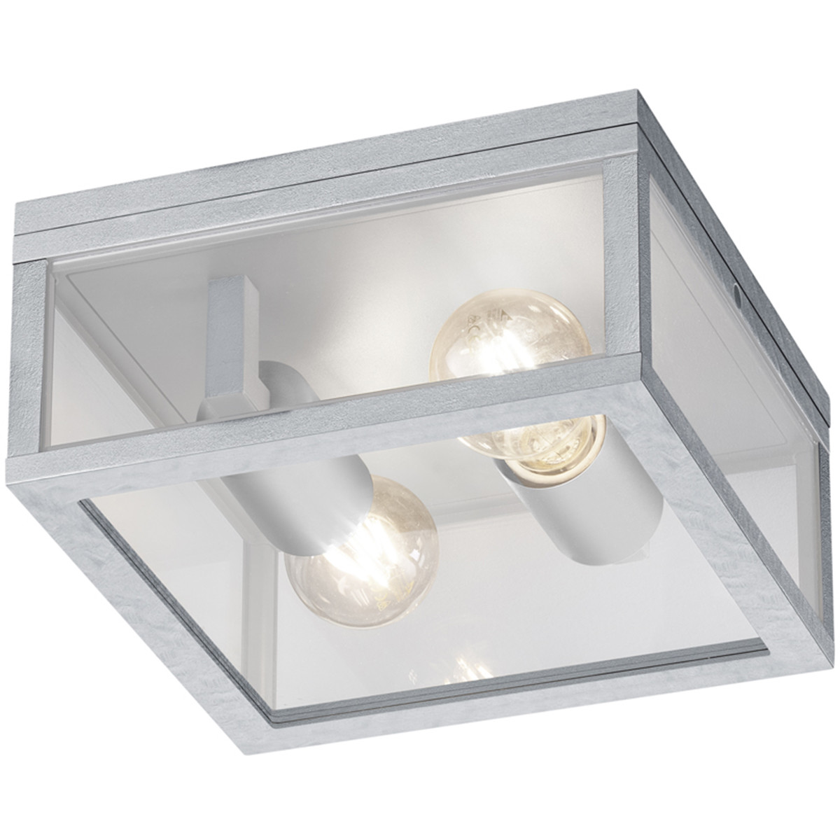 LED Tuinverlichting Tuinlamp Plafond Trion Garinola E27 Fitting 2-lichts Mat Grijs Aluminium