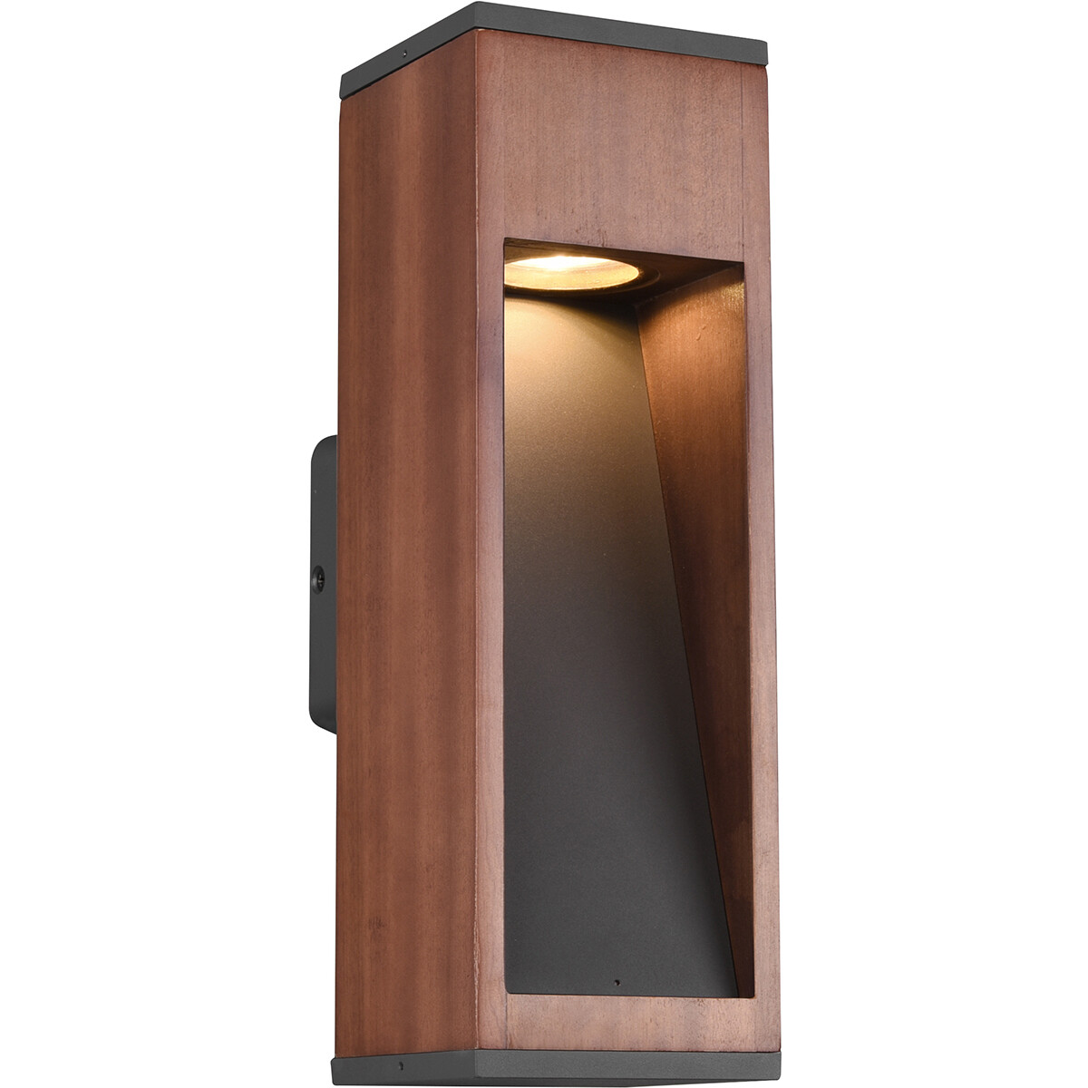 LED Tuinverlichting Wandlamp Buitenlamp Trion Enico GU10 Fitting Rechthoek Hout Natuur Hout
