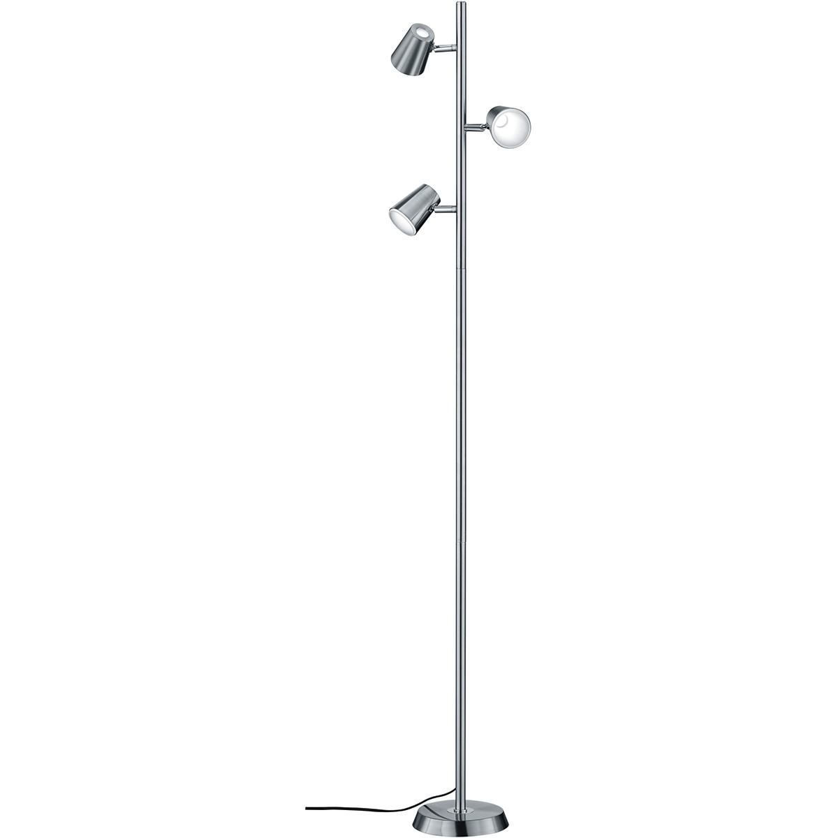 LED Vloerlamp - Trion Narca - 20.7W - Warm Wit 3000K - 3-lichts - Dimbaar - Rond - Mat Nikkel - Aluminium product afbeelding