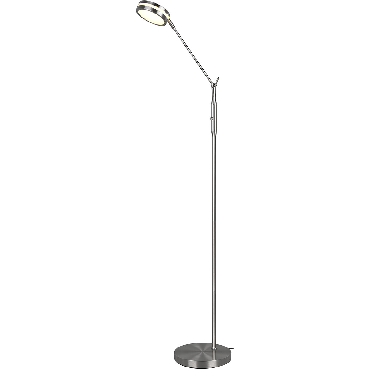 LED Vloerlamp - Trion Franco - 6.5W - Aanpasbare Kleur - Dimbaar - Rond - Mat Nikkel - Aluminium