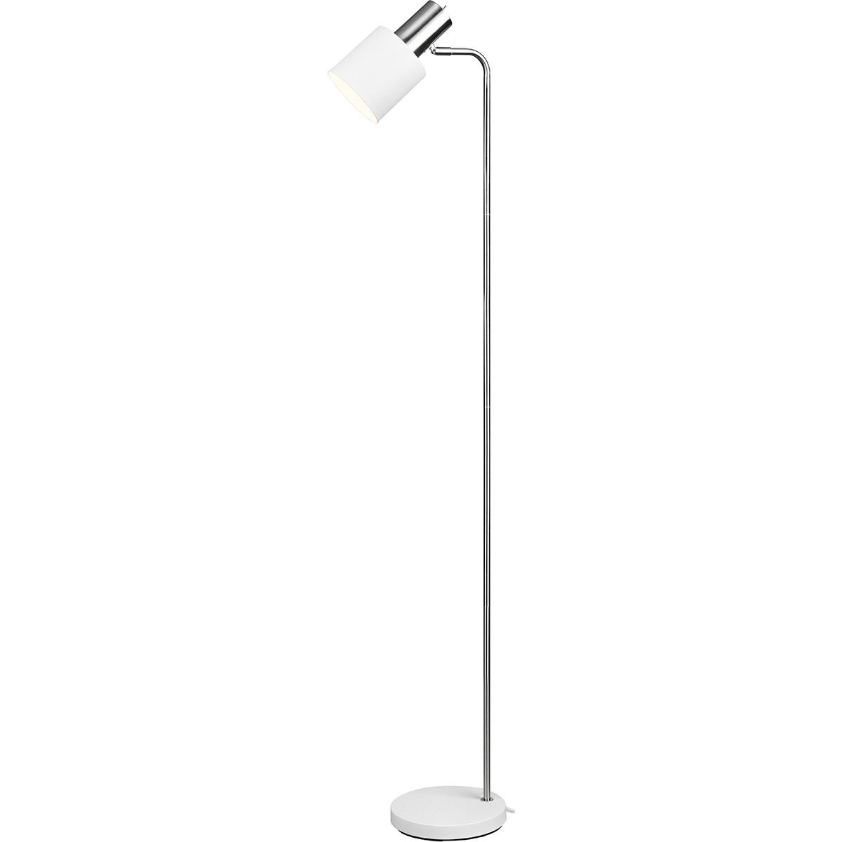 LED Vloerlamp - Vloerverlichting - Trion Alimo - E27 Fitting - Rond - Mat Wit - Aluminium