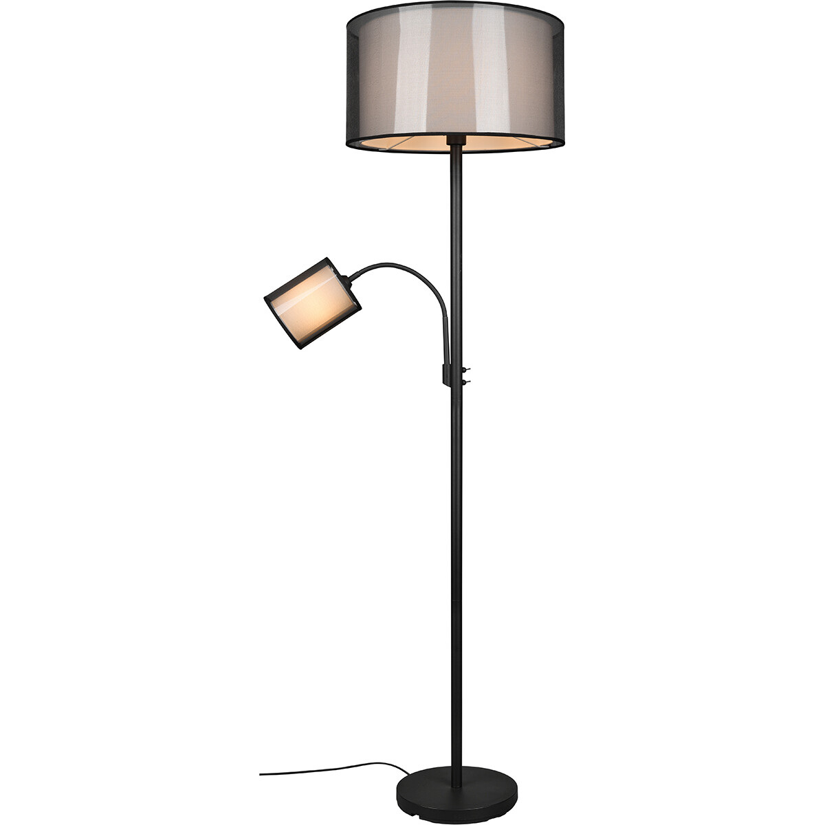 LED Vloerlamp - Vloerverlichting - Trion Bidon - E27 Fitting - 1-lichts - Rond - Mat Zwart - Alumini