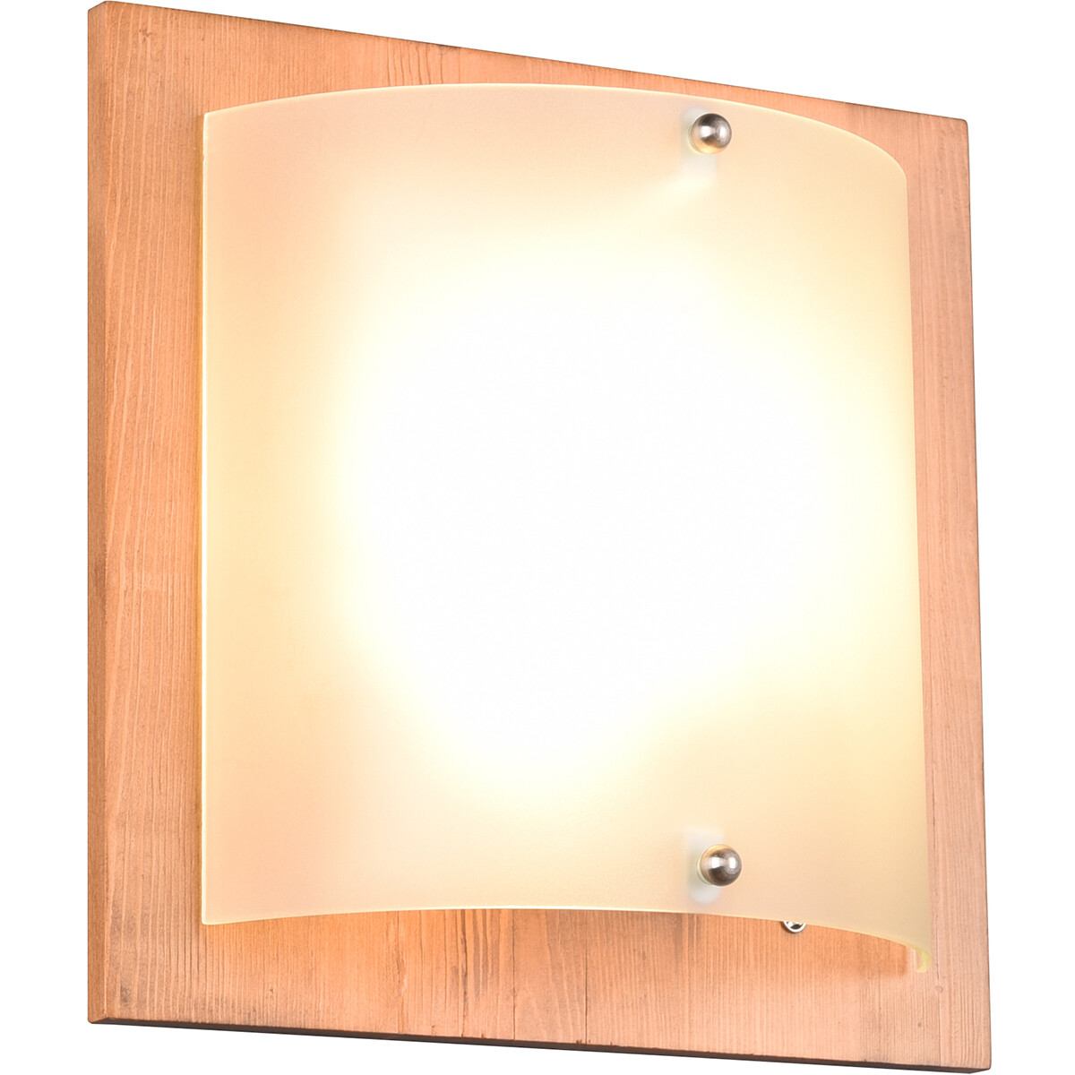 LED Wandlamp Wandverlichting Trion Palan E27 Fitting 1-lichts Vierkant Mat Bruin Hout