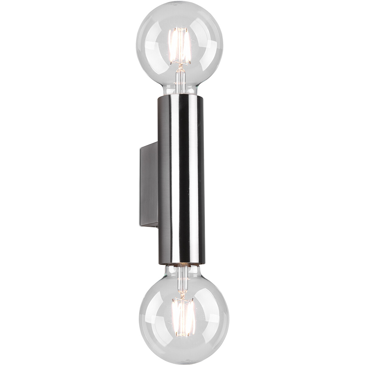 LED Wandlamp Wandverlichting Trion Vundon E27 Fitting 2-lichts Rond Mat Nikkel Aluminium