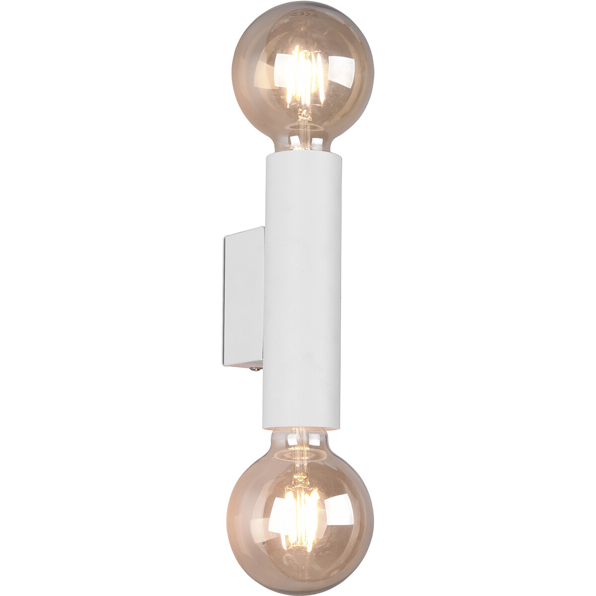 LED Wandlamp Wandverlichting Trion Vundon E27 Fitting 2-lichts Rond Mat Wit Aluminium