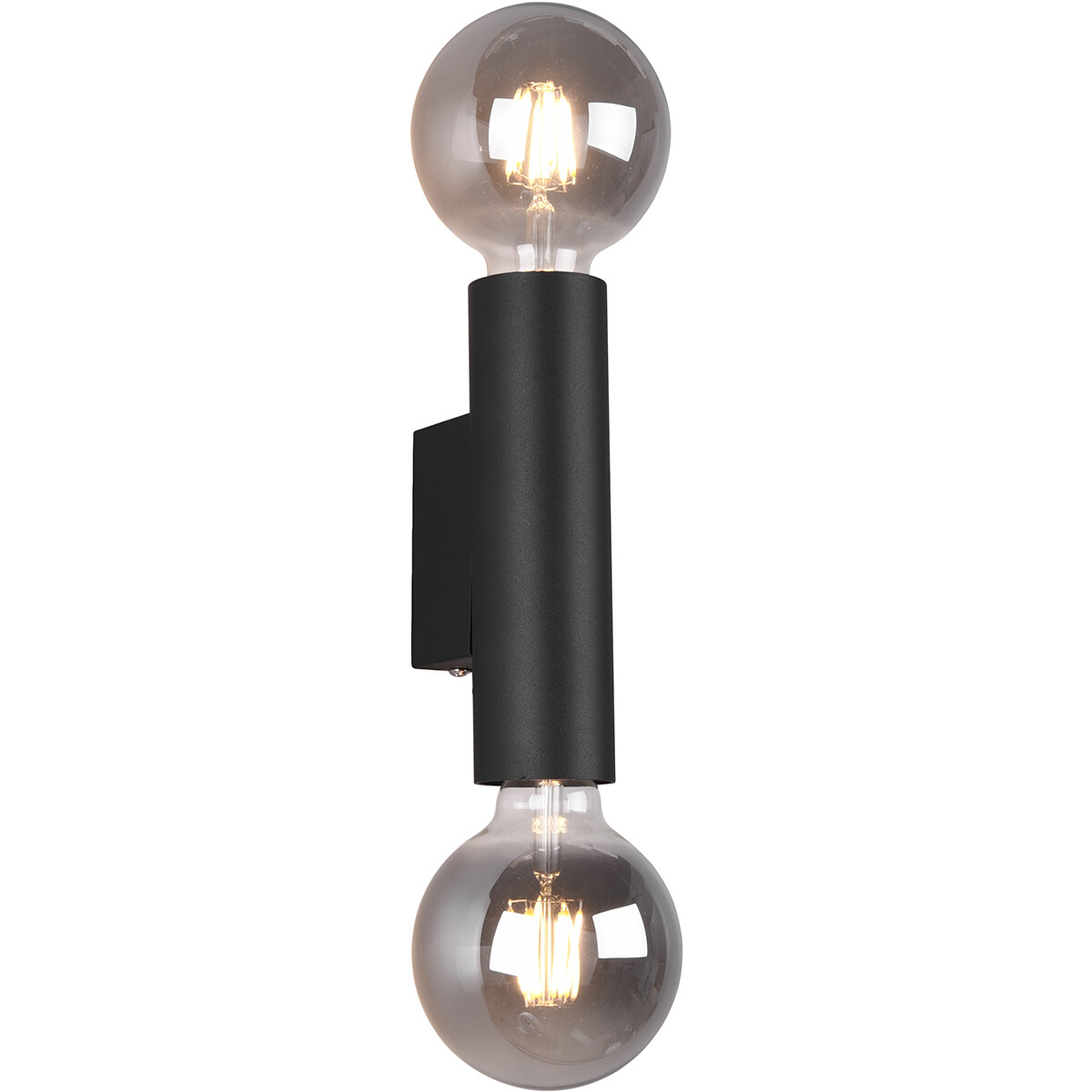 LED Wandlamp Wandverlichting Trion Vundon E27 Fitting 2-lichts Rond Mat Zwart Aluminium