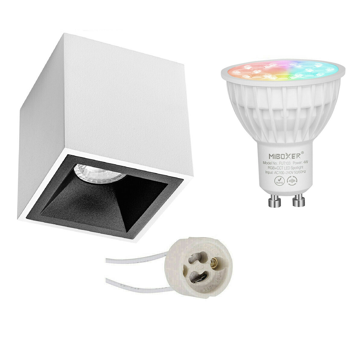 Mi-Light MiBoxer - Opbouwspot Set GU10 - Smart LED - Wifi LED - Slimme LED - 4W - RGB+CCT - Aanpasba