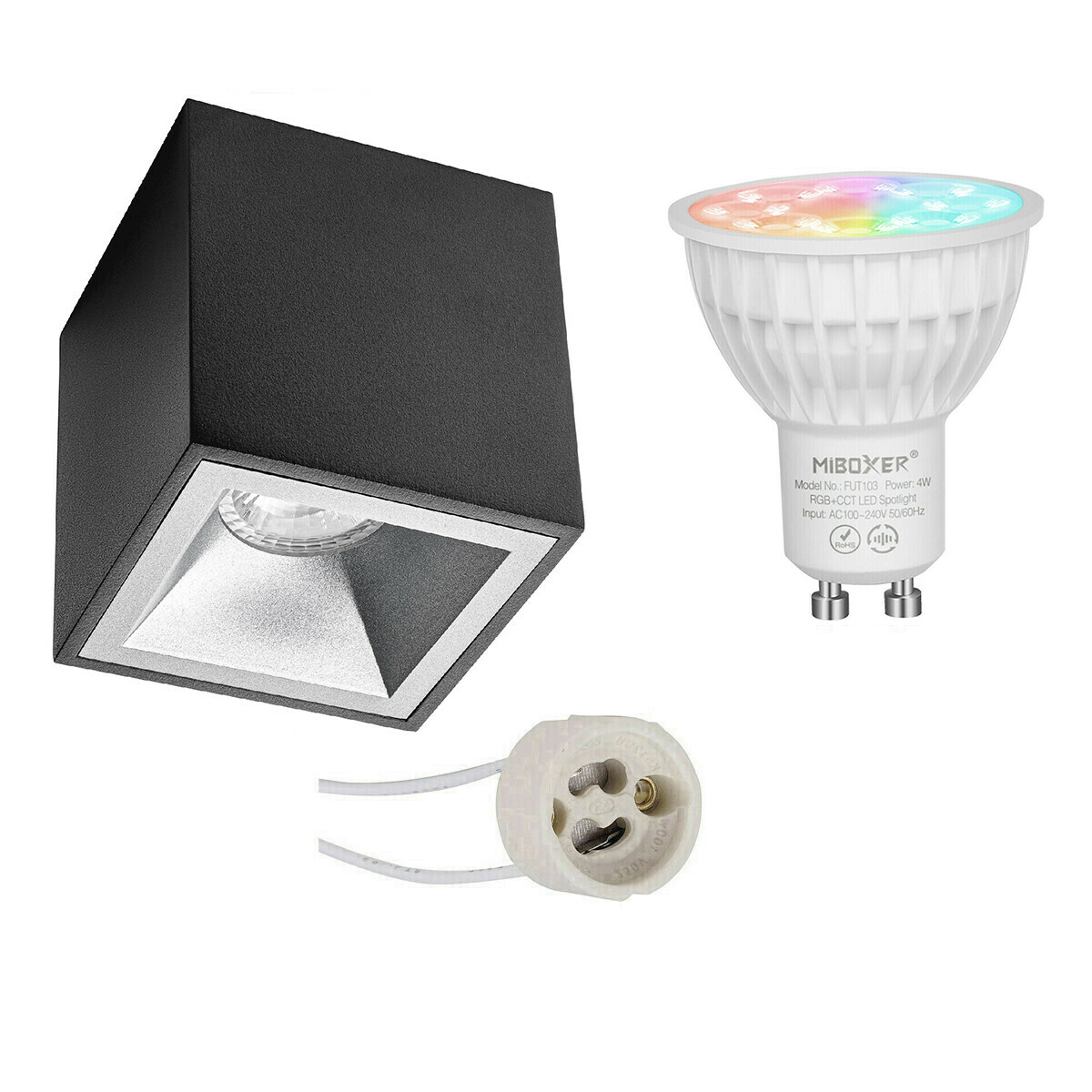 Mi-Light MiBoxer - Opbouwspot Set GU10 - Smart LED - Wifi LED - Slimme LED - 4W - RGB+CCT - Aanpasba