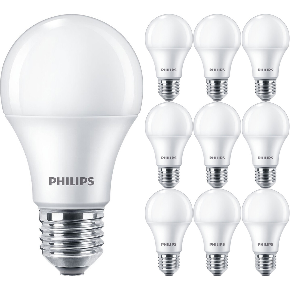 PHILIPS LED Lamp E27 10 Pack Corepro LEDbulb E27 Peer Mat 10W 1055lm 830 Warm Wit 3000K | Vervangt 7