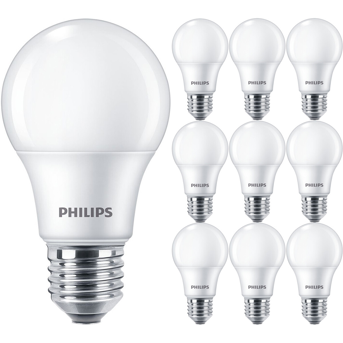PHILIPS LED Lamp E27 10 Pack Corepro LEDbulb E27 Peer Mat 8W 806lm 865 Helder-Koud Wit 6500K | Verva