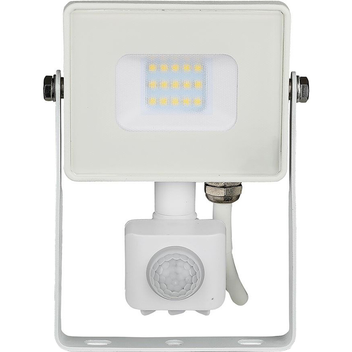 LED Bouwlamp 10 Watt met sensor LED Schijnwerper Viron Dana Warm Wit 3000K Spatwaterdicht IP44 Mat W