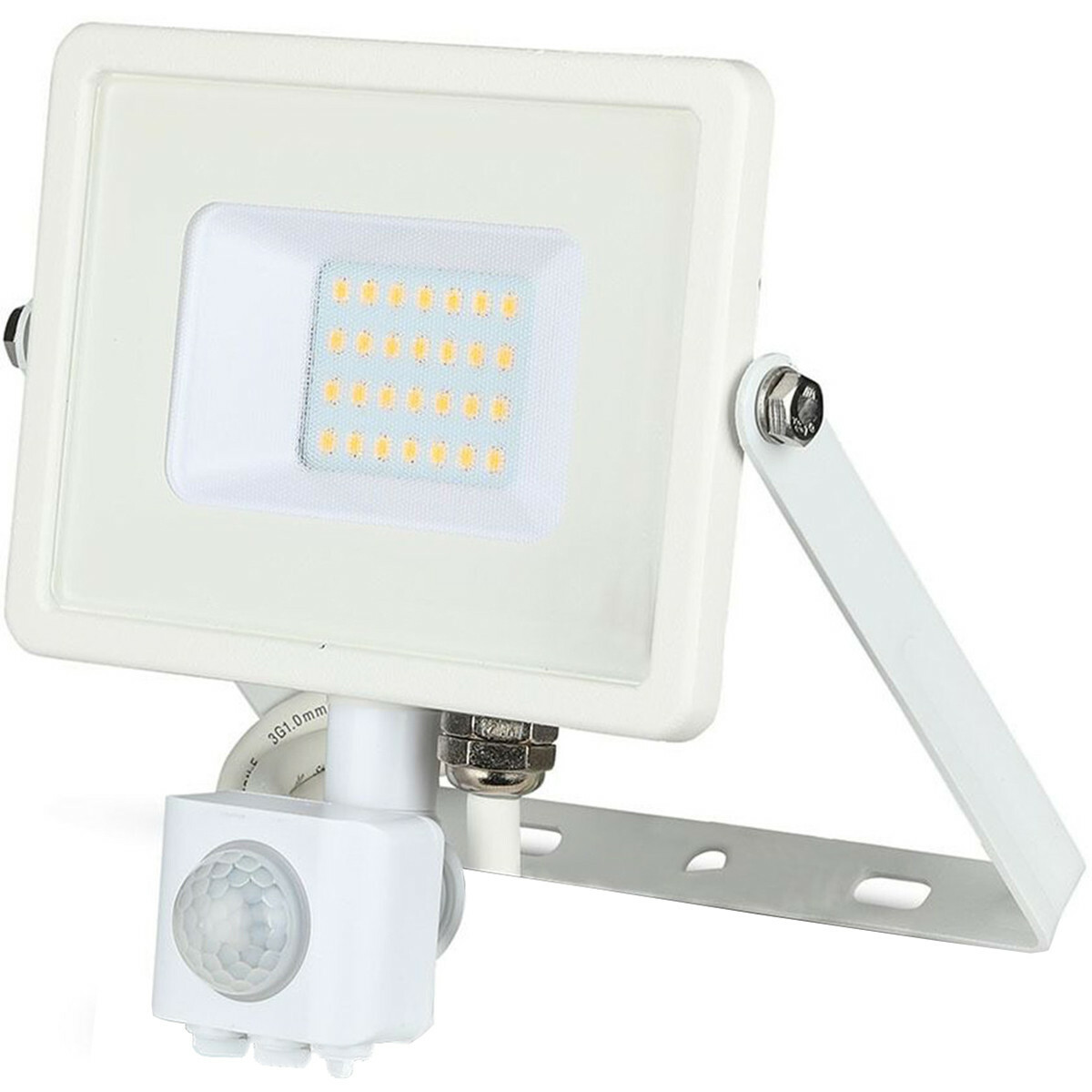 SAMSUNG LED Bouwlamp 20 Watt met Sensor LED Schijnwerper Viron Dana Natuurlijk Wit 4000K Mat Wit Alu