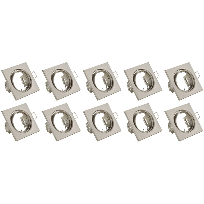 Spot Armatuur 10 Pack - Trion - GU10 Fitting - Inbouw Vierkant - Mat Nikkel Aluminium - Kantelbaar 8