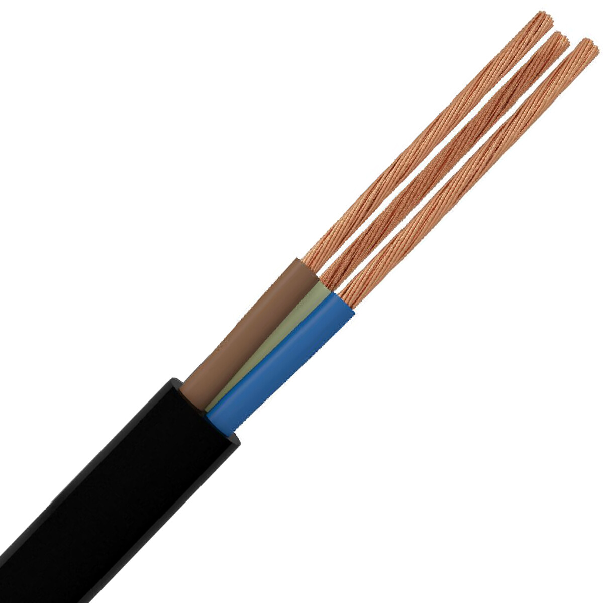 VMVL Kabel - Stroomkabel - 3x2.5mm - 3 Aderig - 50 Meter - H05VV-F - Zwart
