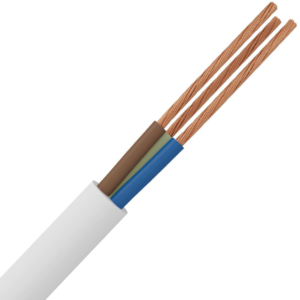 VMVL Kabel - Stroomkabel - 3x1.5mm - 3 Aderig - 10 Meter - H05VV-F - Wit
